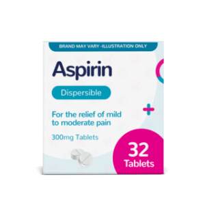 Aspirin Dispersible Tablets 300mg - 32 Tablets (Brand May Vary)